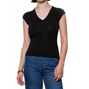 NEW GREYLIN natalie deep v-neck knit top in black